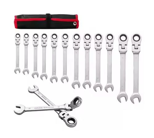 Jeu de clés à cliquet flexibles 8-19 mm, à anneau denté, à cliquet combinées flexibles