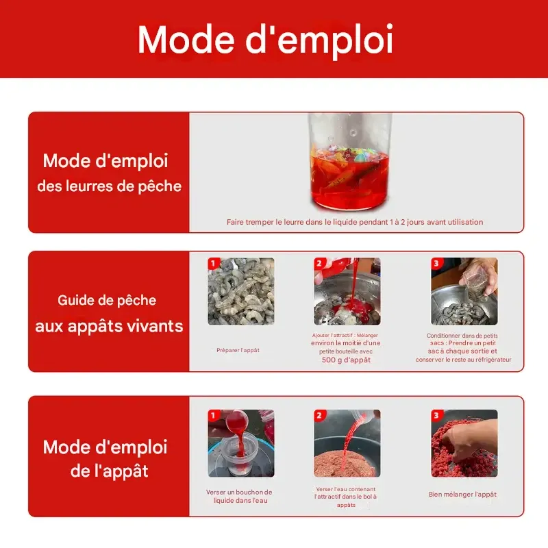 Attractifs pour poissons, appât concentré complet pour la pêche, appât liquide épais à base de vers rouges, agent d'ouverture, 2 unités,