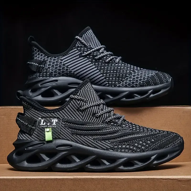 Chaussures à lacets respirantes et antidérapantes pour homme, chaussures à absorption des chocs, pour le jogging et la marche