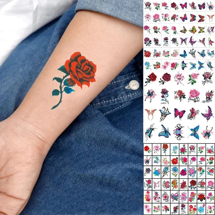 🌺Autocollants de tatouage élégants et créatifs 50PCS🦋