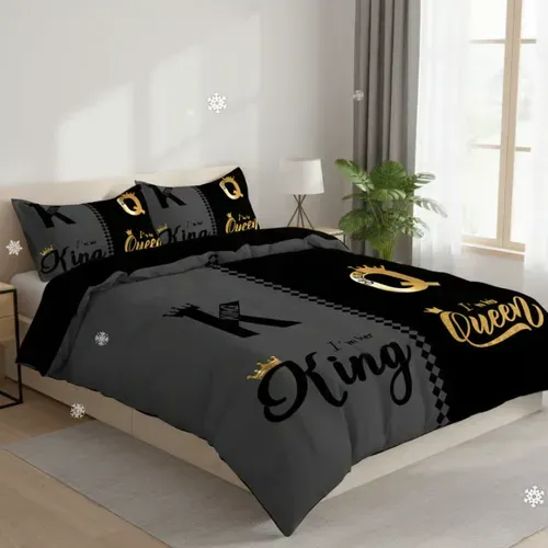 👑Ensemble de housses de couette 4 pièces pour couple Roi et Reine