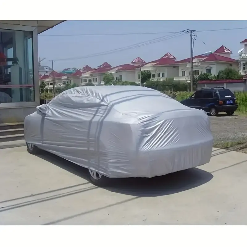 1pc Housse de Voiture Universelle Étanche - Protection Extérieure Contre les UV, Pluie, Poussière et Résistante aux Hautes Températures, Matériau PEVA de Haute Qualité, Protection Toutes Saisons pour Véhicule, Anti-Poussière, Aspect Argenté, Accessoires Auto