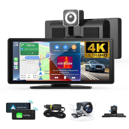 Caméra de recul CarPlay 10,26 pouces avec enregistrement en boucle 1080p, garantie 1 an - Compatible avec tous les écrans intelligents de voiture et navigateur MP5