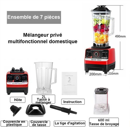Broyeur à sec industriel Silver Crest 2 L, 8 500 W, moteur 9525, avec 2 récipients