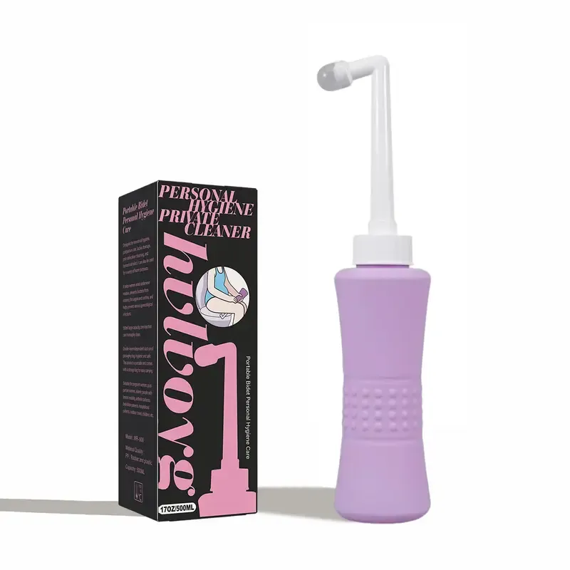 Flacon périnéal 500 ml (5 modèles) pour le post-partum, bidet portable, flacon périnéal indispensable après l'accouchement, flacon périnéal inversé pour la récupération post-partum, soins post-partum avec sac de transport, cadeau doux quotidien en silicone et plastique nettoyant pour maman