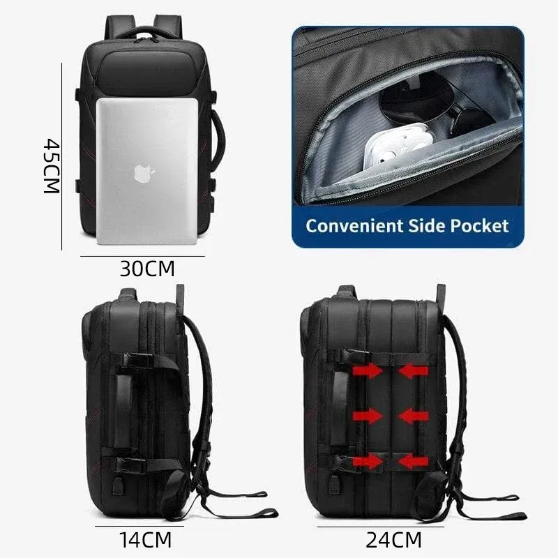 Sac de voyage décontracté pour ordinateur portable avec chargeur USB et étanche pour homme