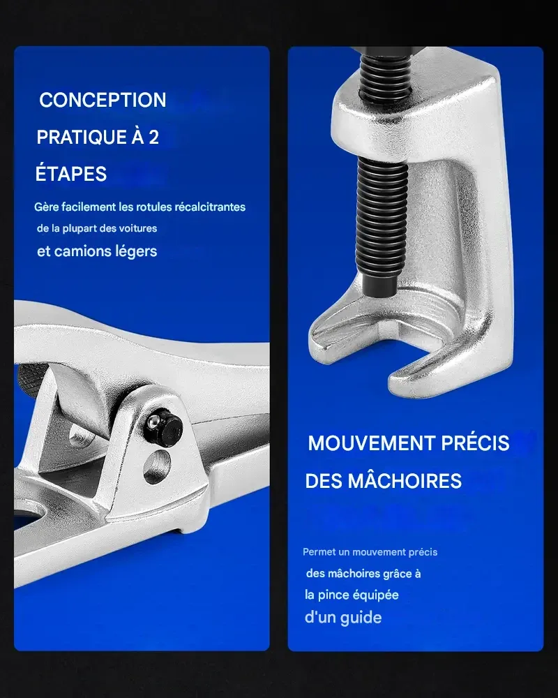 Kit d'outils multifonctions OMT 5 en 1 : séparateur de rotules robuste, extracteur de bras Pitman, kit d'outils pour embouts de biellette de direction, kit de démontage de séparateur. Idéal pour l'entretien du train avant, comme cadeau pour homme, pour la réparation automobile à domicile ou comme boîte à outils pour l'entretien automobile.