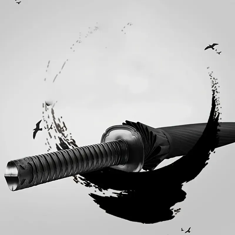 Parapluie de samouraï DKD en acier, coupe-vent, semi-automatique, style ninja, cadeau de Pâques idéal (24 baleines)
