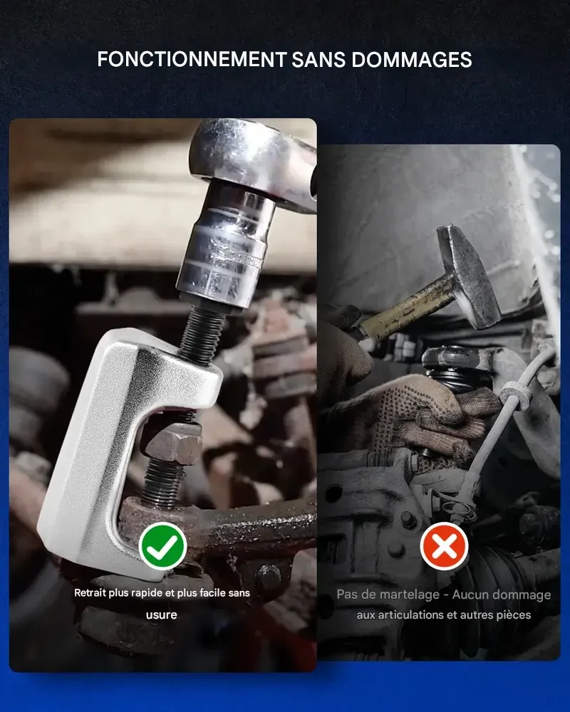 Kit d'outils multifonctions OMT 5 en 1 : séparateur de rotules robuste, extracteur de bras Pitman, kit d'outils pour embouts de biellette de direction, kit de démontage de séparateur. Idéal pour l'entretien du train avant, comme cadeau pour homme, pour la réparation automobile à domicile ou comme boîte à outils pour l'entretien automobile.