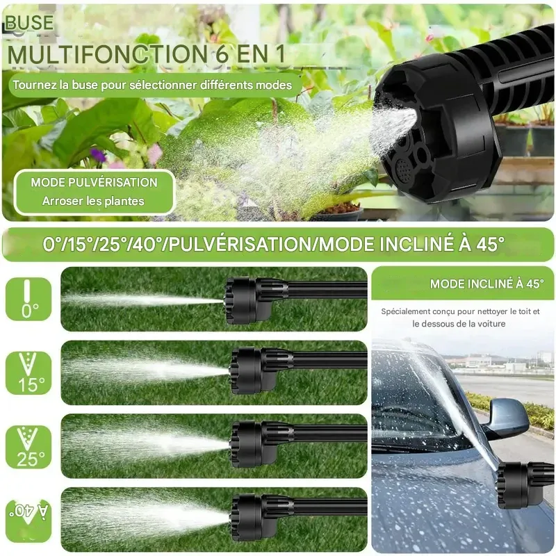 Nettoyeur haute pression portable sans fil, nettoyeur électrique haute puissance avec buse, alimenté par 2 batteries rechargeables, nettoyeur d'eau électrique portatif, cadeau idéal pour la Saint-Valentin