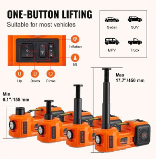 Kit d'urgence essentiels pour la réparation automobile🛠️ - Cric hydraulique électrique 12V pour voitures