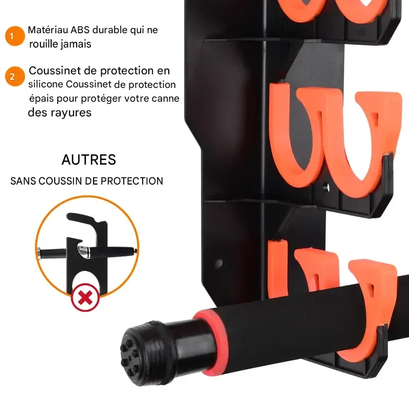 Supports pour cannes à pêche Hikeen, supports pour cannes à pêche pour garage, support mural ou de plafond pouvant contenir 10 cannes
