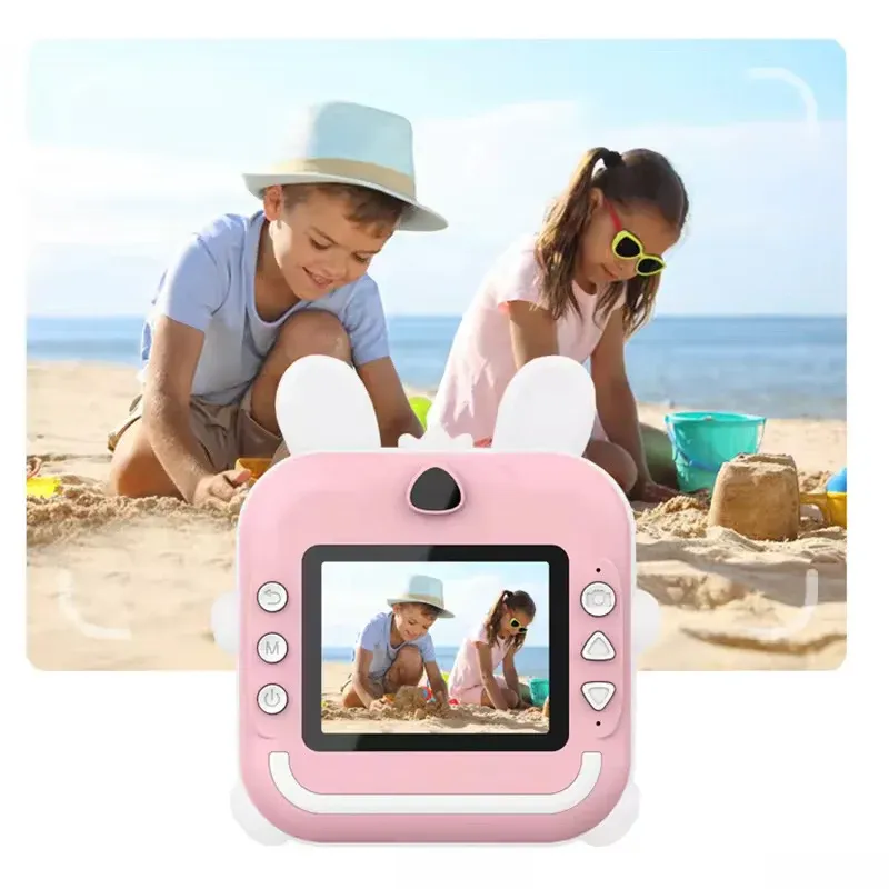 Appareil Photo Instantané pour Enfant – Impression, Vidéo, Jeux, Écran HD, Application Fun Print pour Connecter à un appareil et Personnalisation, 3 Rouleaux Inclus, Oreilles Lumineuses