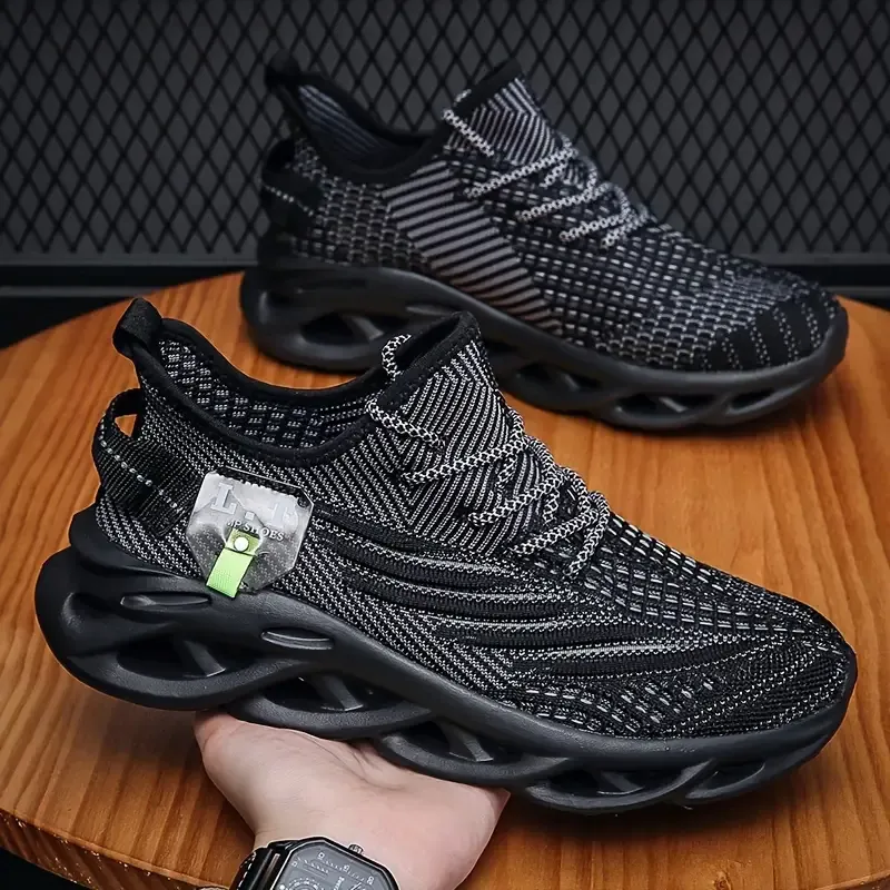 Chaussures à lacets respirantes et antidérapantes pour homme, chaussures à absorption des chocs, pour le jogging et la marche