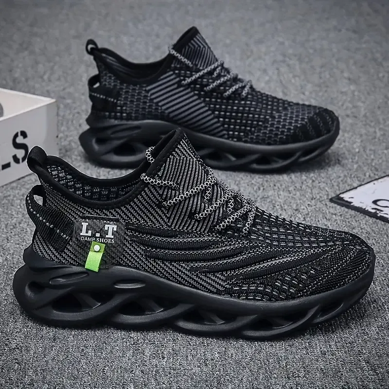 Chaussures à lacets respirantes et antidérapantes pour homme, chaussures à absorption des chocs, pour le jogging et la marche