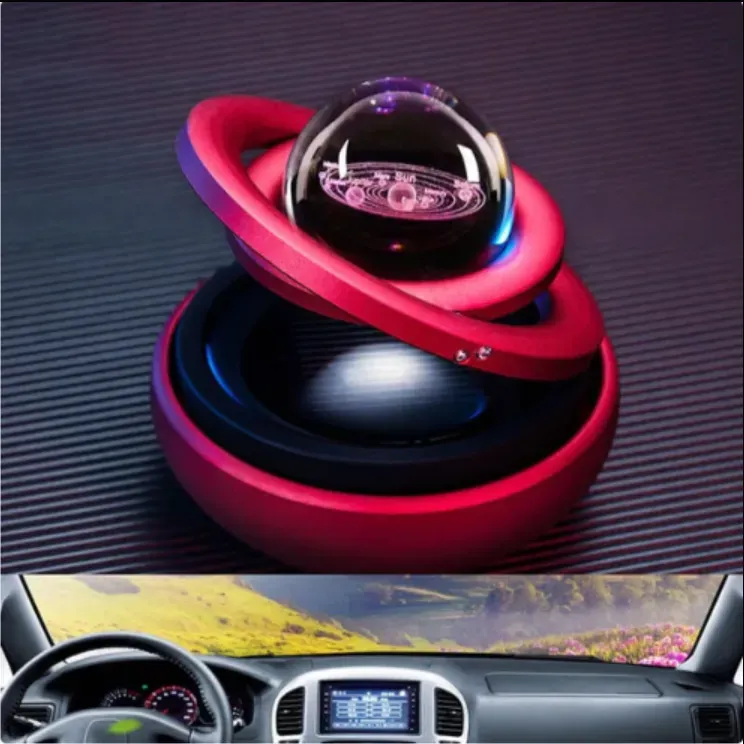 Ornement d'aromathérapie de voiture à suspension à double anneau rotatif solaire