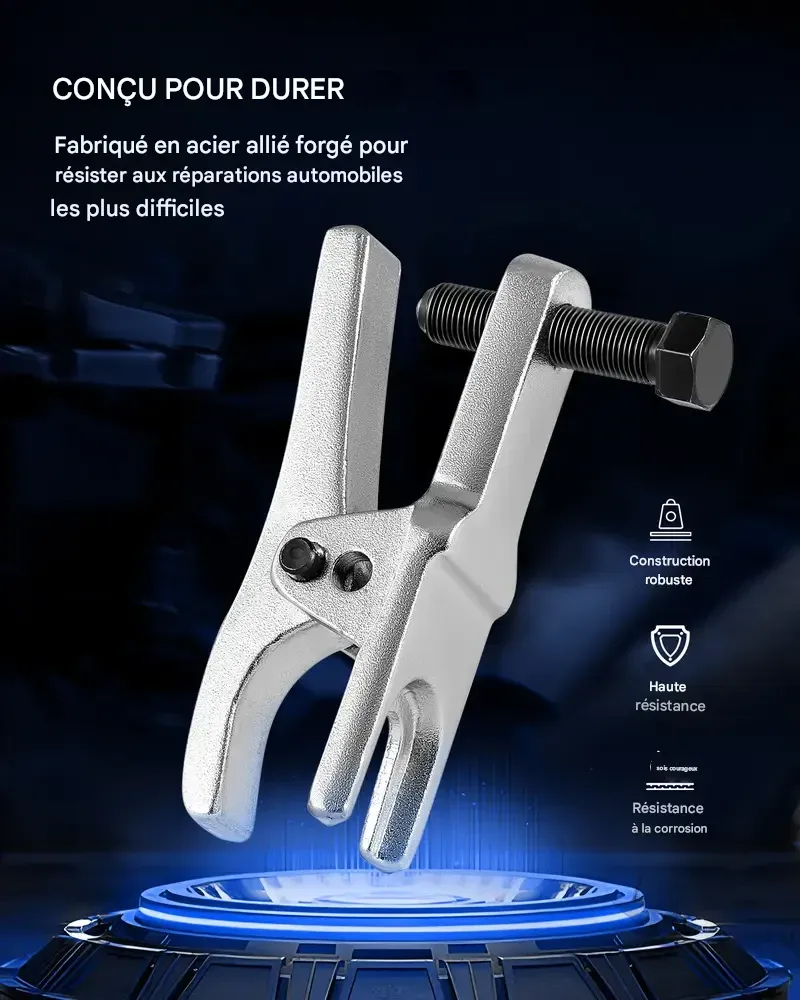 Kit d'outils multifonctions OMT 5 en 1 : séparateur de rotules robuste, extracteur de bras Pitman, kit d'outils pour embouts de biellette de direction, kit de démontage de séparateur. Idéal pour l'entretien du train avant, comme cadeau pour homme, pour la réparation automobile à domicile ou comme boîte à outils pour l'entretien automobile.