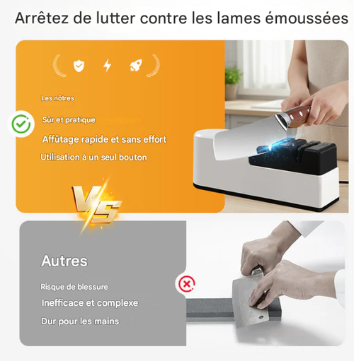 Aiguiseur de Couteaux Électrique avec Technologie USB & Moteur Intelligent ! 🔪 Restaurez le Tranchant en Quelques Secondes