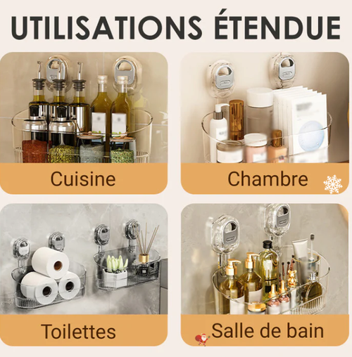 Support de rangement à ventouses avec trou de drainage