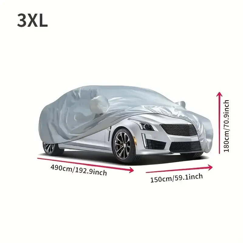 1pc Housse de Voiture Universelle Étanche - Protection Extérieure Contre les UV, Pluie, Poussière et Résistante aux Hautes Températures, Matériau PEVA de Haute Qualité, Protection Toutes Saisons pour Véhicule, Anti-Poussière, Aspect Argenté, Accessoires Auto