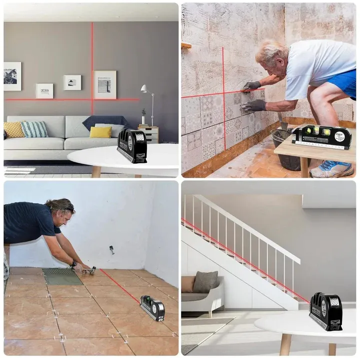 Niveau laser 4 en 1 Fixit Pro 3 Outil de mesure polyvalent 4 en 1 avec ruban de 8 pieds