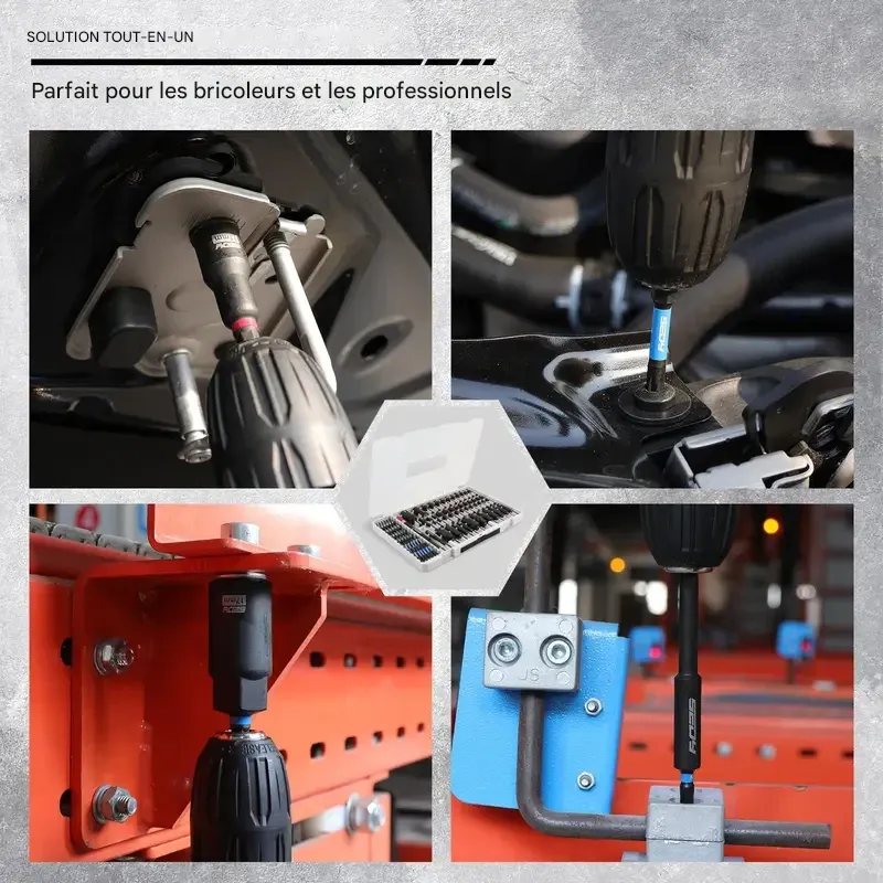 Coffret de tournevis à percussion magnétiques, 80 ou 41 pièces, métrique et SAE avec adaptateurs de douilles, porte-embouts, tournevis à oreilles, douilles universelles, rallonge à dégagement rapide, coffret de tournevis Power Bits, cadeau de Noël