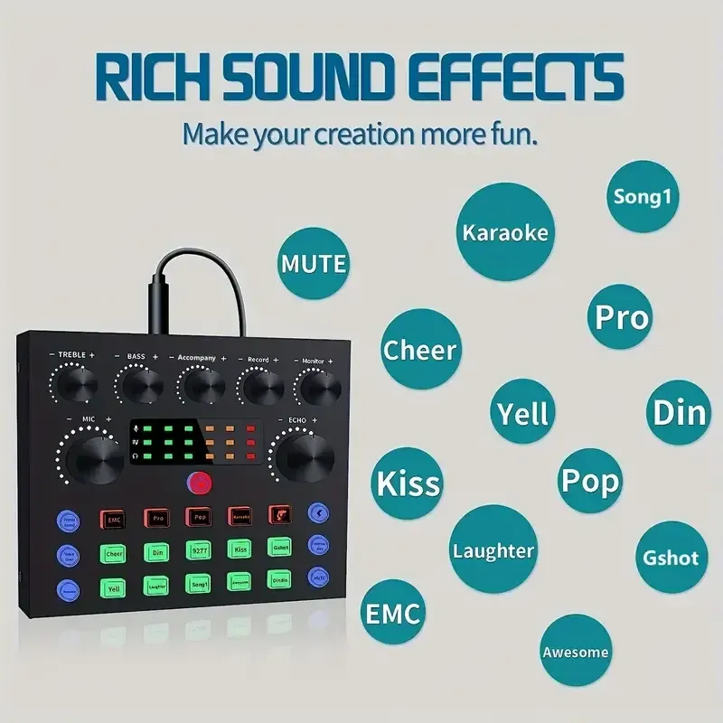 Pack d'équipements pour podcasts, interface audio V8s avec carte son live tout-en-un et microphone à condensateur BM800