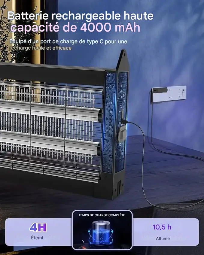 ZeChuan Destructeur d'insectes solaire d'extérieur, destructeur de moustiques étanche à énergie solaire, tue-moustiques électronique