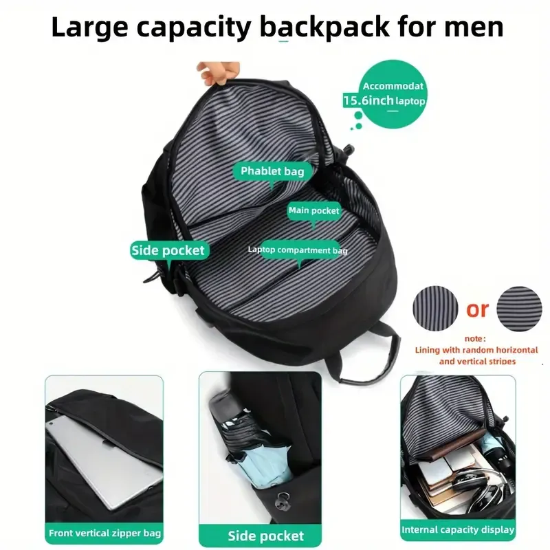Sac à dos élégant et tendance pour homme, couleur unie, simple, léger, pour le sport, les voyages, les déplacements, pour ordinateur portable, pour étudiant