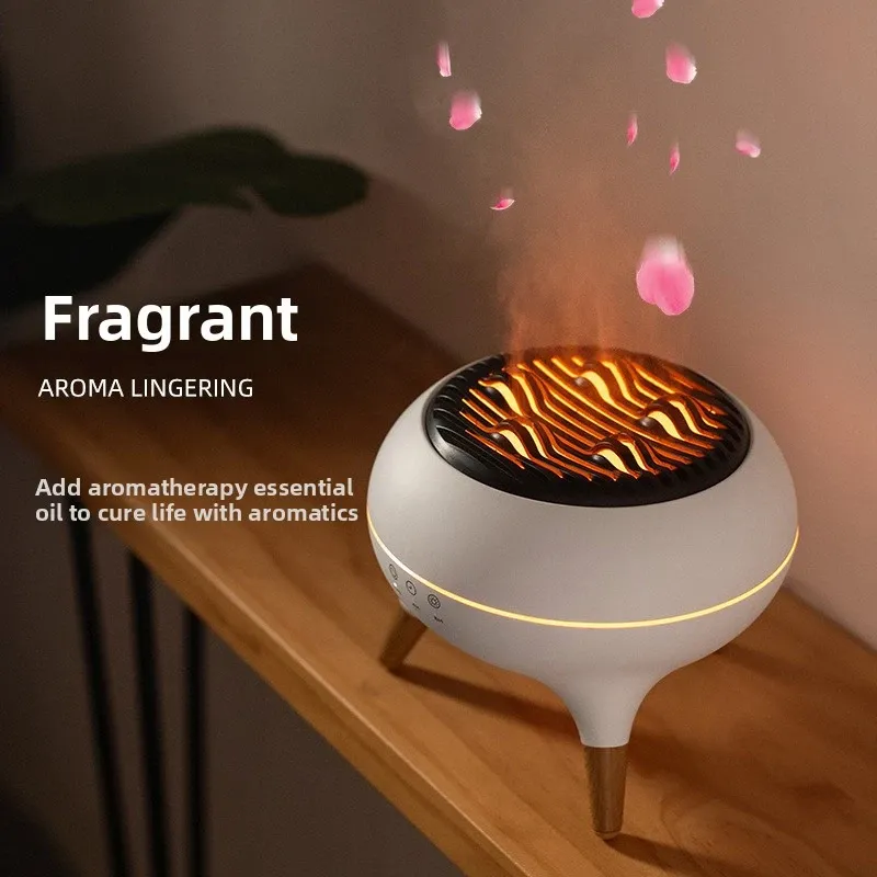 Circle Mist Flame Dynamic Diffuser, Essential Oil Diffuser, Dynamic Spray Volcano Humidifier with 2 Mist Mode, with Remote Control and Auto-Off Function for Bedroom Home Office