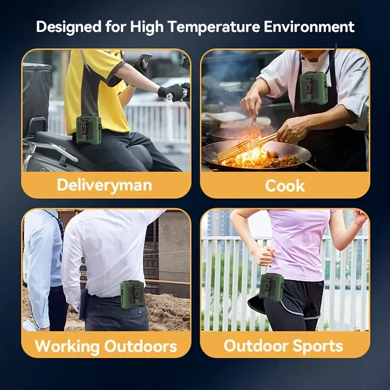 2025 pocket shirt fan, portable waist clip body fan, USB-C rechargeable, 5 adjustable gears, personal wearable 1-4h high power outdoor fan, more than 5 hours of battery life, compact belt fan, suitable for construction sites, portable fan for outdoor use