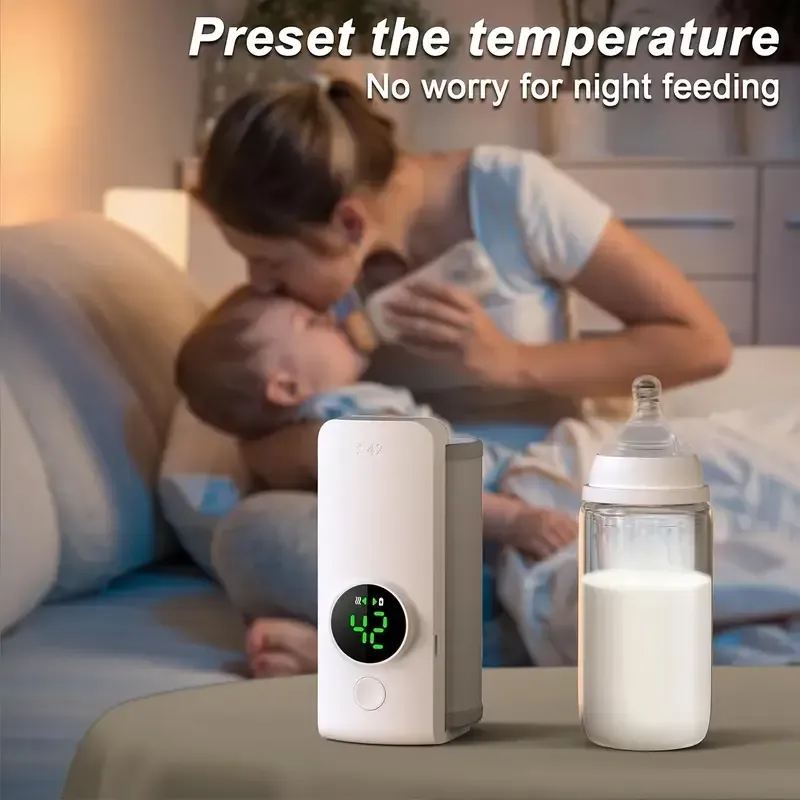 Portable Youngsters Bottle Heater, Suitable for Travel, Fast Heating, Lasting Heating Up to 5 Hours, Precise Temperature Control, Comfortable Youngsters Feeding Anytime, Anywhere, Waterless Heating Milk