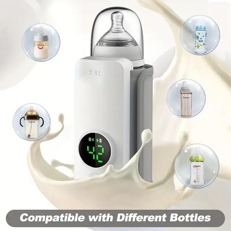 Portable Youngsters Bottle Heater, Suitable for Travel, Fast Heating, Lasting Heating Up to 5 Hours, Precise Temperature Control, Comfortable Youngsters Feeding Anytime, Anywhere, Waterless Heating Milk