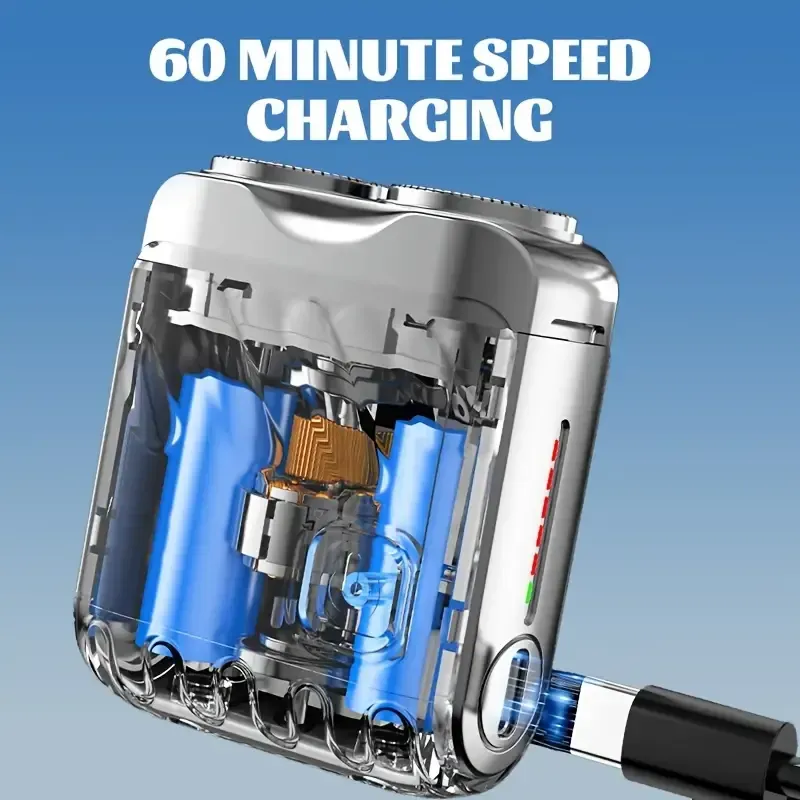 Multicolored, Men's Mini Magnetic Electric Shaver, Travel-friendly Design, Dual Blade Suspended, 400mAh Li-ion Battery USB Rechargeable, with Magnetic Levitation Technology