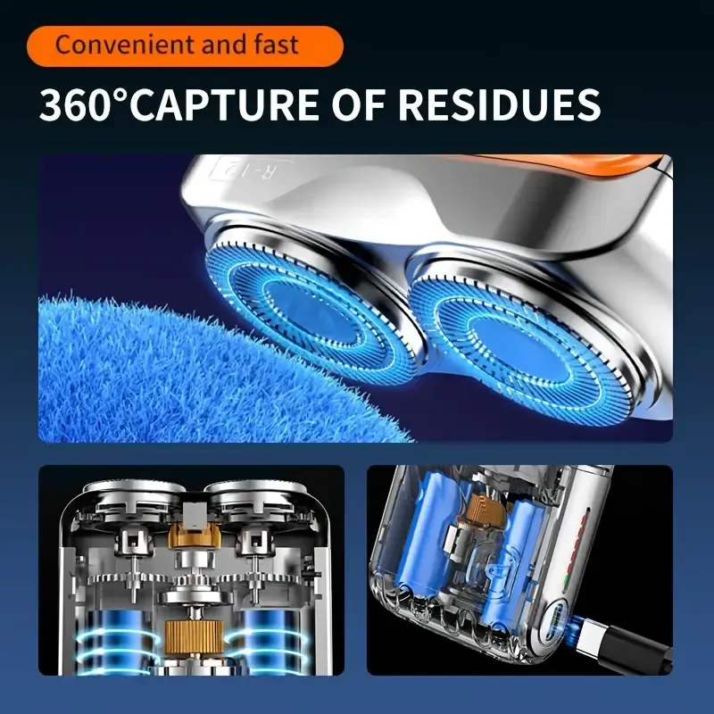 Multicolored, Men's Mini Magnetic Electric Shaver, Travel-friendly Design, Dual Blade Suspended, 400mAh Li-ion Battery USB Rechargeable, with Magnetic Levitation Technology