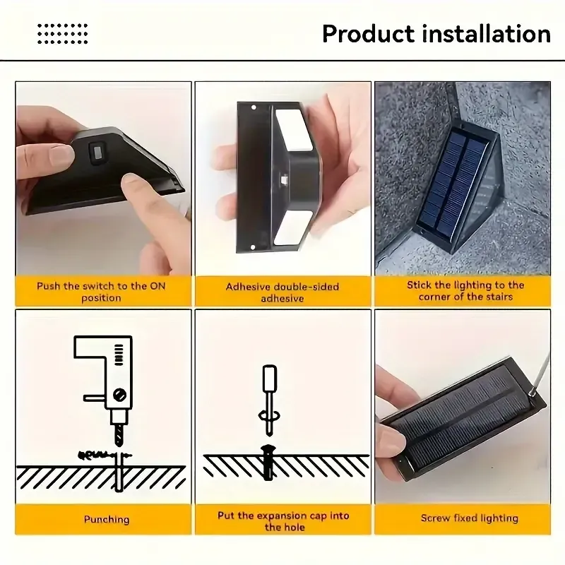 8pcs-Solar Step Lights for RV Exterior Illumination, Outdoor Stair Lights with 24 LEDs, Triangular Decorative Deck Lights, Suitable for RV Steps, Yards, Stairs, Steps, Patios, Walls, Emitting Warm White Light