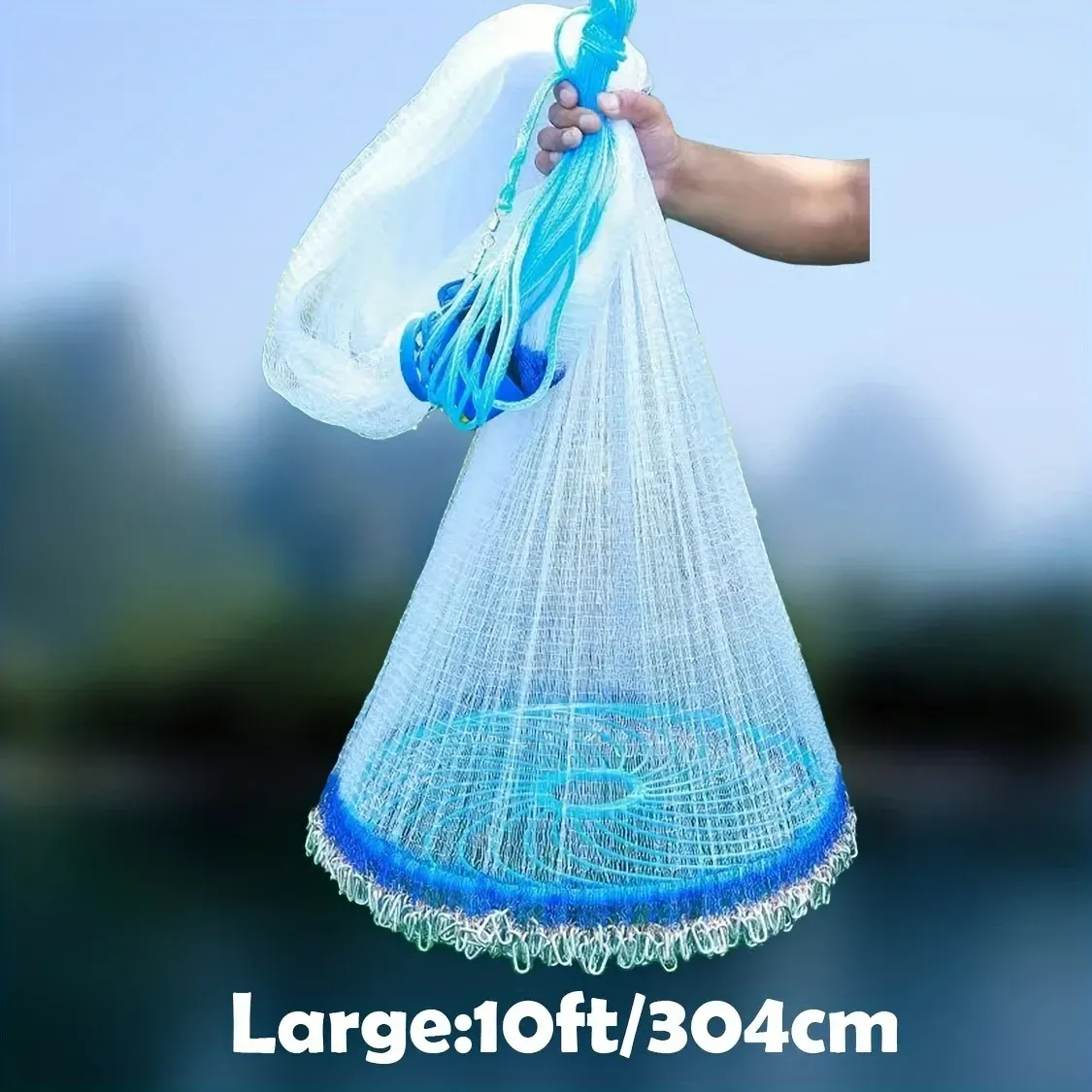 Durable Nylon Fly Fishing Net 1pc - Blue Handle Ideal for Freshwater & Saltwater - Perfect for Catching Fish, Shrimp, and Bait Trapping