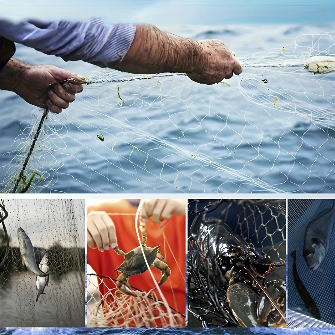 Durable Nylon Fly Fishing Net 1pc - Blue Handle Ideal for Freshwater & Saltwater - Perfect for Catching Fish, Shrimp, and Bait Trapping