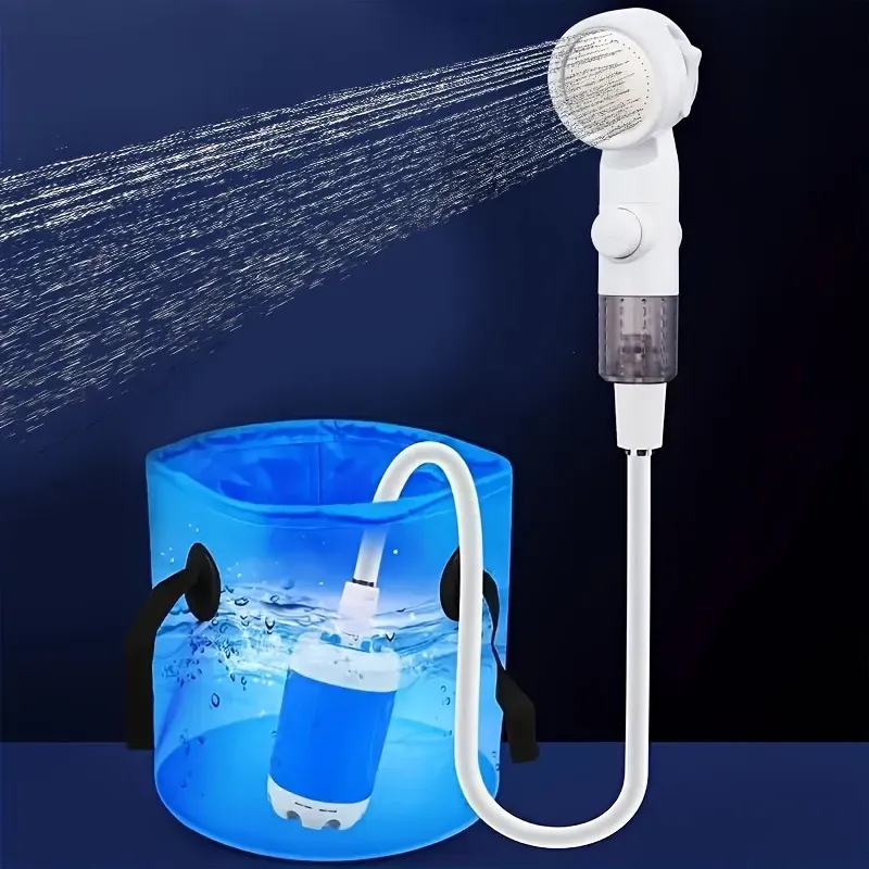 Portable | Rechargeable  Rechargeable Electric Shower Pump, 1 Portable Watering System | Camping Shower, Outdoor Shower, Suitable for Hiking And Climbing Bathing, Car And Motorcycle Cleaning, Beach Camping Bathing, Crop Watering, Pet Bathing, Holiday Gardening Watering