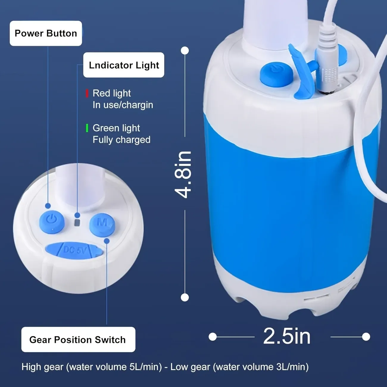 Portable | Rechargeable  Rechargeable Electric Shower Pump, 1 Portable Watering System | Camping Shower, Outdoor Shower, Suitable for Hiking And Climbing Bathing, Car And Motorcycle Cleaning, Beach Camping Bathing, Crop Watering, Pet Bathing, Holiday Gardening Watering