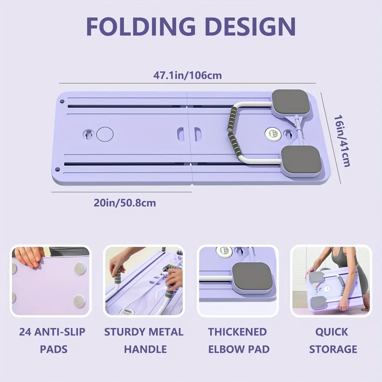 5-In-1 Pilates Board 5-In-1 Multifunctional Pilates Board - Foldable, Portable Pilates Reformer Machine for Home Workout - Purple