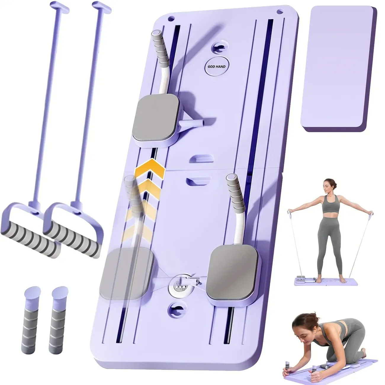 5-In-1 Pilates Board 5-In-1 Multifunctional Pilates Board - Foldable, Portable Pilates Reformer Machine for Home Workout - Purple
