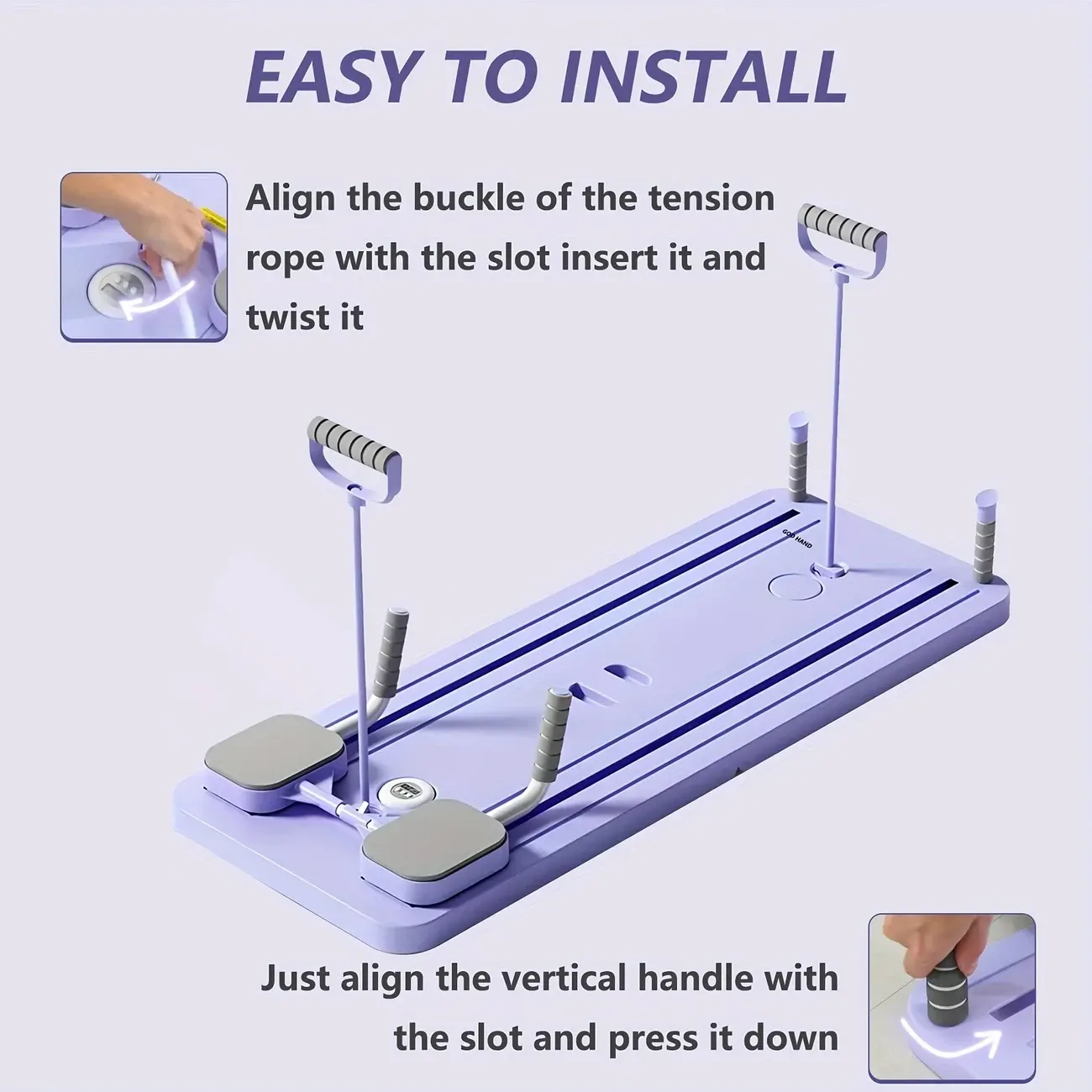 5-In-1 Pilates Board 5-In-1 Multifunctional Pilates Board - Foldable, Portable Pilates Reformer Machine for Home Workout - Purple