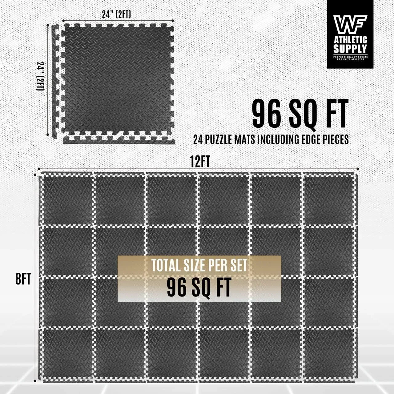 24pcs CAPHAUS 0.5 Inch Thickness Multipurpose EVA Foam Floor Tiles, 24-Inch x 24-Inch Interlocking Floor Mat for Indoor Gym and Home Use, Covers 96 SQ. FT