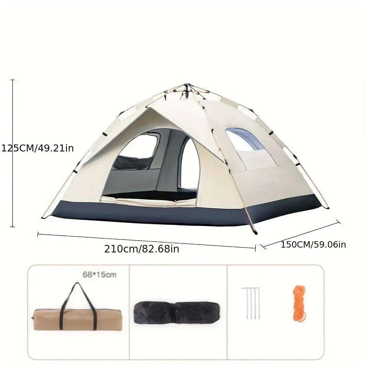 Automatic Quick-opening Tent Outdoor Self-driving Travel Camping Tent Automatic Quick-open Tent Rainproof Sunshine-proof Tent Fishing Beach Sunshine Shelter 2-3Person Portable Fishing Hiking