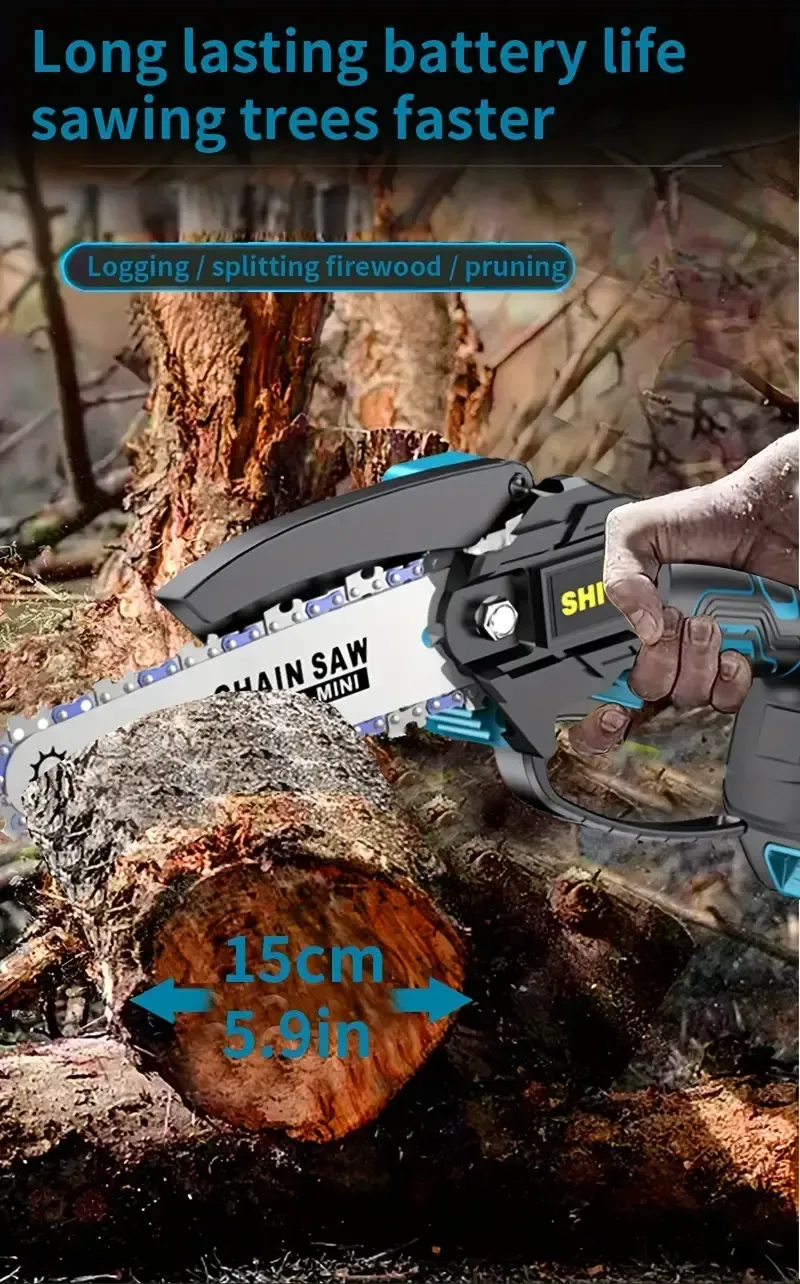 Mini Cordless Chainsaw - Lightweight, Portable, Rechargeable Battery | Safe Trimming for Tree Branches, Courtyard, Household, Garden, Gifts for Men