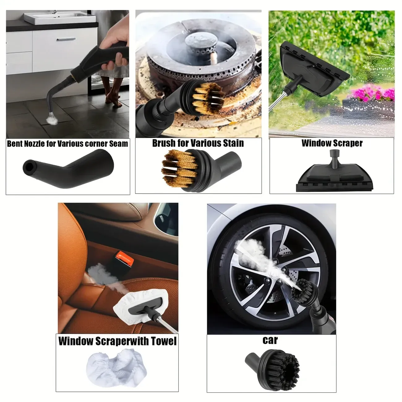 High Temperature Handheld Steam Cleaner (40.58oz) with Brush Heads, 2500W Portable Steamer for Home Cleaning