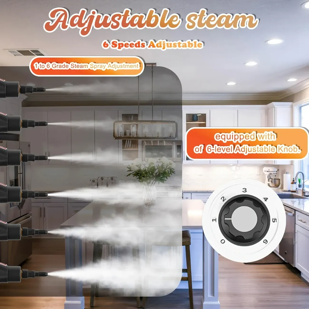 High Temperature Handheld Steam Cleaner (40.58oz) with Brush Heads, 2500W Portable Steamer for Home Cleaning