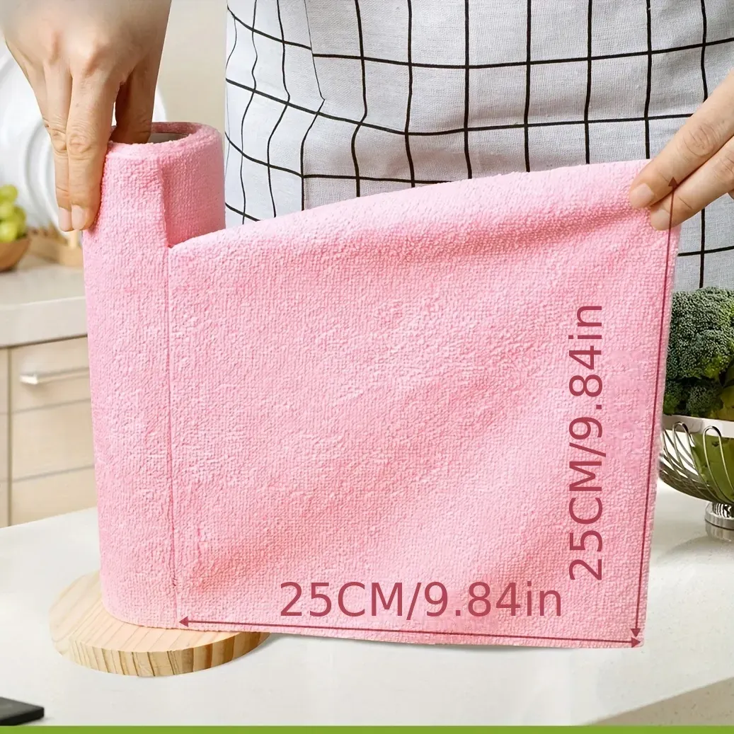 50pcs 1roll Reusable Microfiber Cleaning Cloths, Absorbent & Rust-Proof Kitchen Towels, Multipurpose Household Cleaning Supplies, Home Kitchen Cloth, Microfiber Towel Roll, Dishcloth Replacement, Cleaning Tools