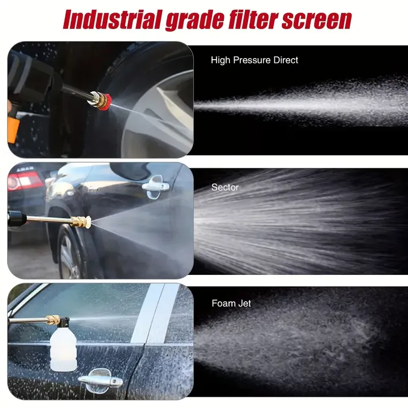 Portable Cordless Handheld High Pressure Car Wash Gun, 1 Rechargeable Battery Powered, Nozzle Stainless Steel Handheld Pressure Car Wash Gun Cleaning Kit For Car Detailing, Fencing, Floor Cleaning, Plants And More.